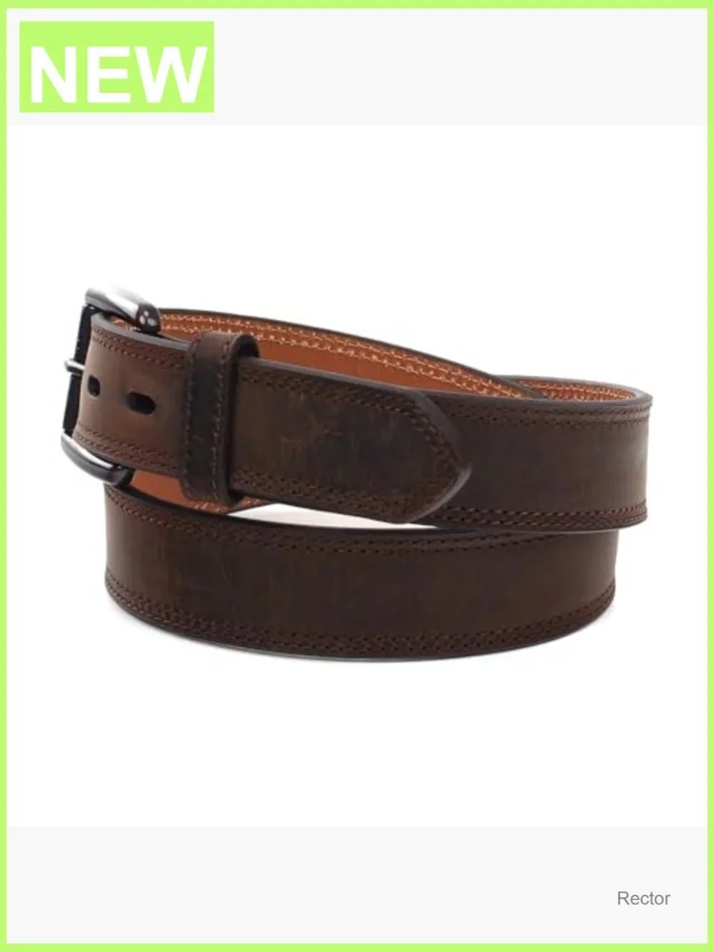 Men's Western Leather Roller Buckle Belt Double Stitched